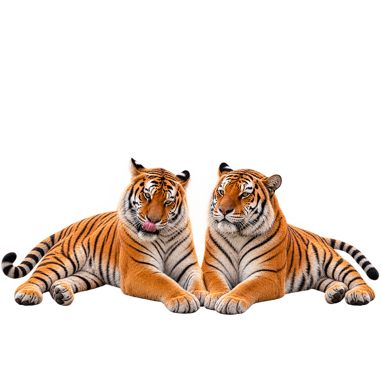 Illustration of two Amur tigers, representing Altai and Tschuna